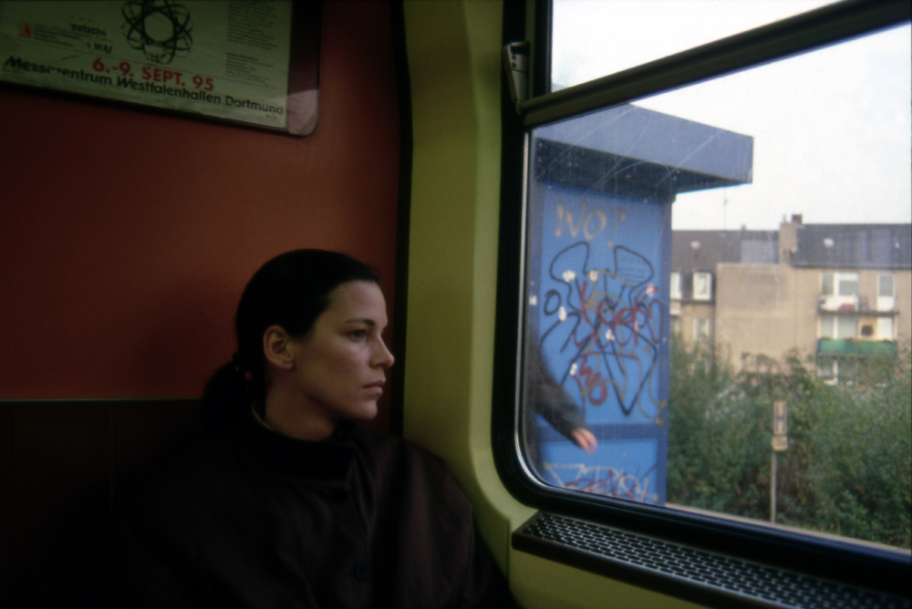 Art, artwork. A performance Ready-made entitled "Waiting Room" by Nika Span / Nika Špan. Material: A guard’s uniform with a label. Exhibition: Eller-Bahnhof 1, Eller Railway station, Duesseldorf, Germany.